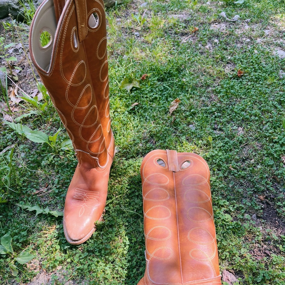 acme tall leather cowgirl boots - Picture 2 of 2